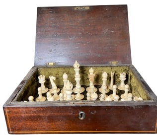 (19th c) CARVED CHESS SET