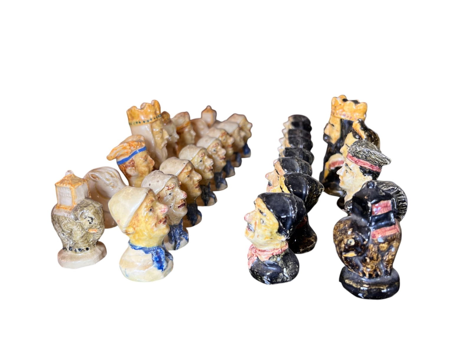 VINTAGE FIGURAL PORCELAIN CHESS SET (1 of 9)