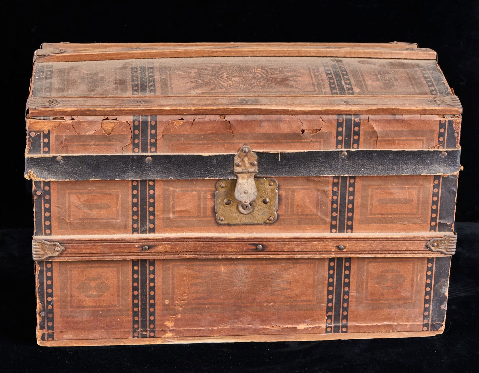 PAPER WRAPPED DOME TOP TRUNK with VINTAGE PUZZLES (1 of 4)