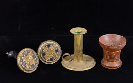 AESTHETIC MOVEMENT BRASS MOUNTED TIE BACKS etc