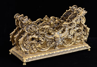 FIGURAL BRASS DESK TOP LETTER ORGAINIZER