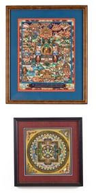 (2) FRAMED TIBETAN THANGKAS