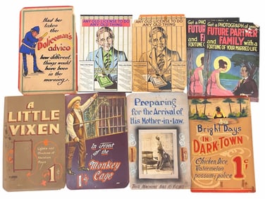 (9) LOT OF 1920s MUTOSCOPE PENNY ARCADE POSTERS