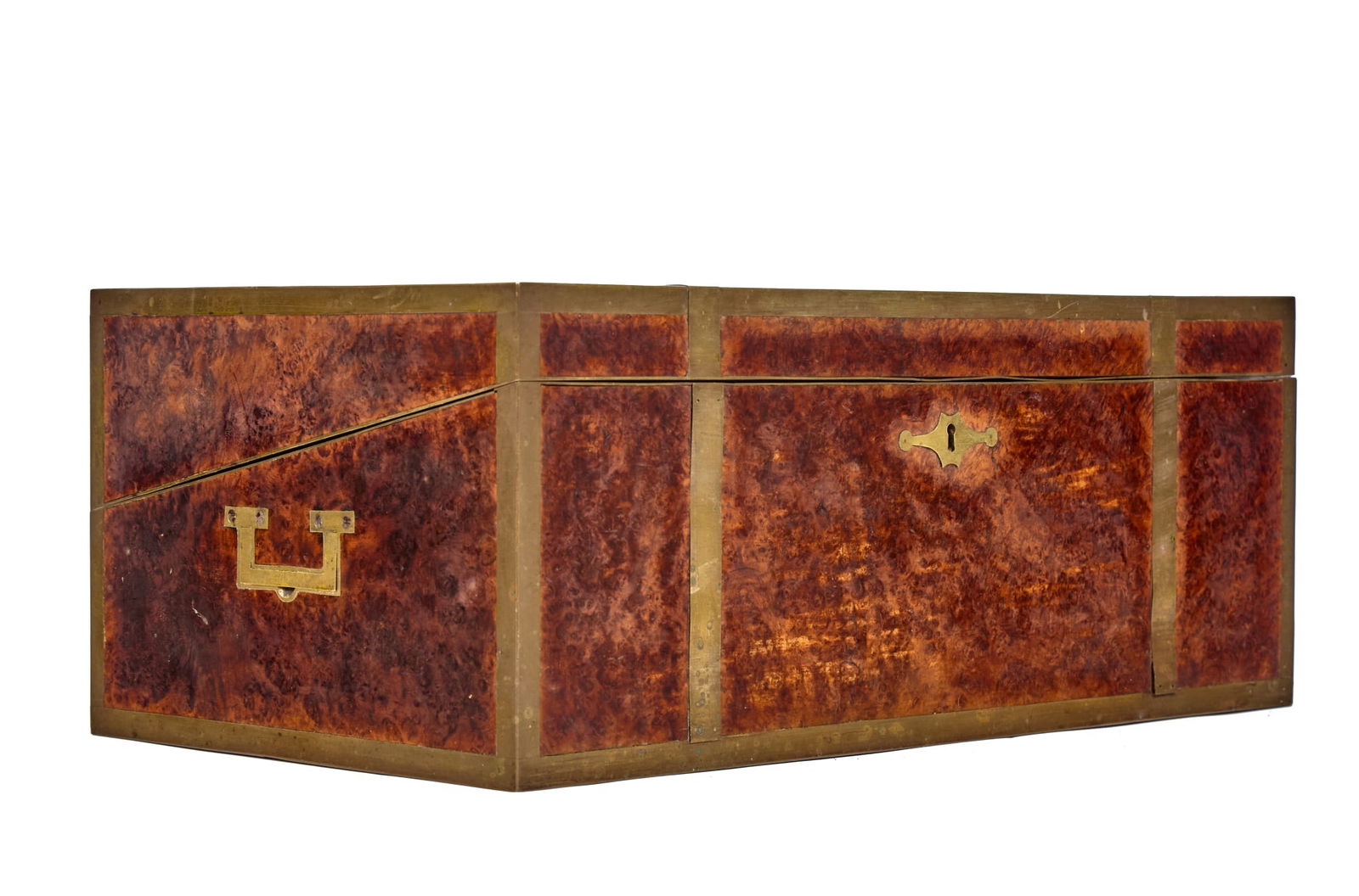 BRASS-BOUND BURLWOOD LAP DESK (1 of 7)