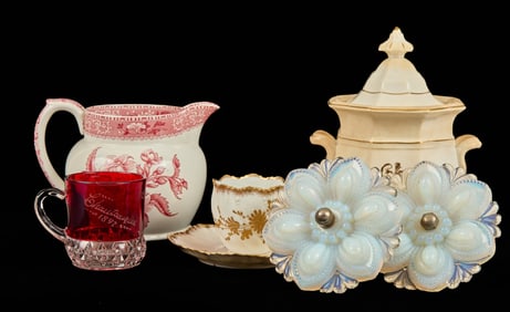 NICE LOT of GLASS & PORCELAIN - LIMOGES, SPODE