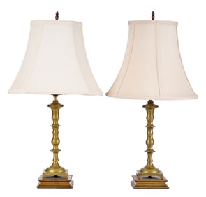 PAIR of (19th c) BRASS CANDLESTICKS