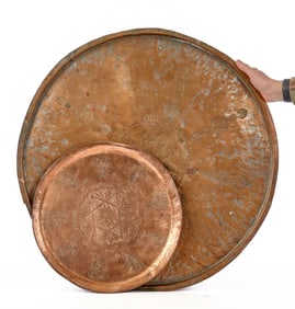 (2) MOROCCAN TINNED COPPER TRAYS