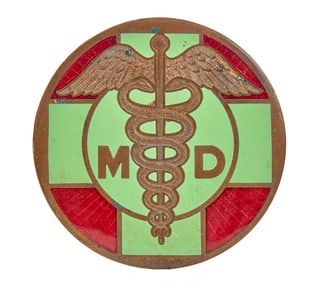 ENAMELLED BRASS MEDICAL DOCTOR GRILL BADGE