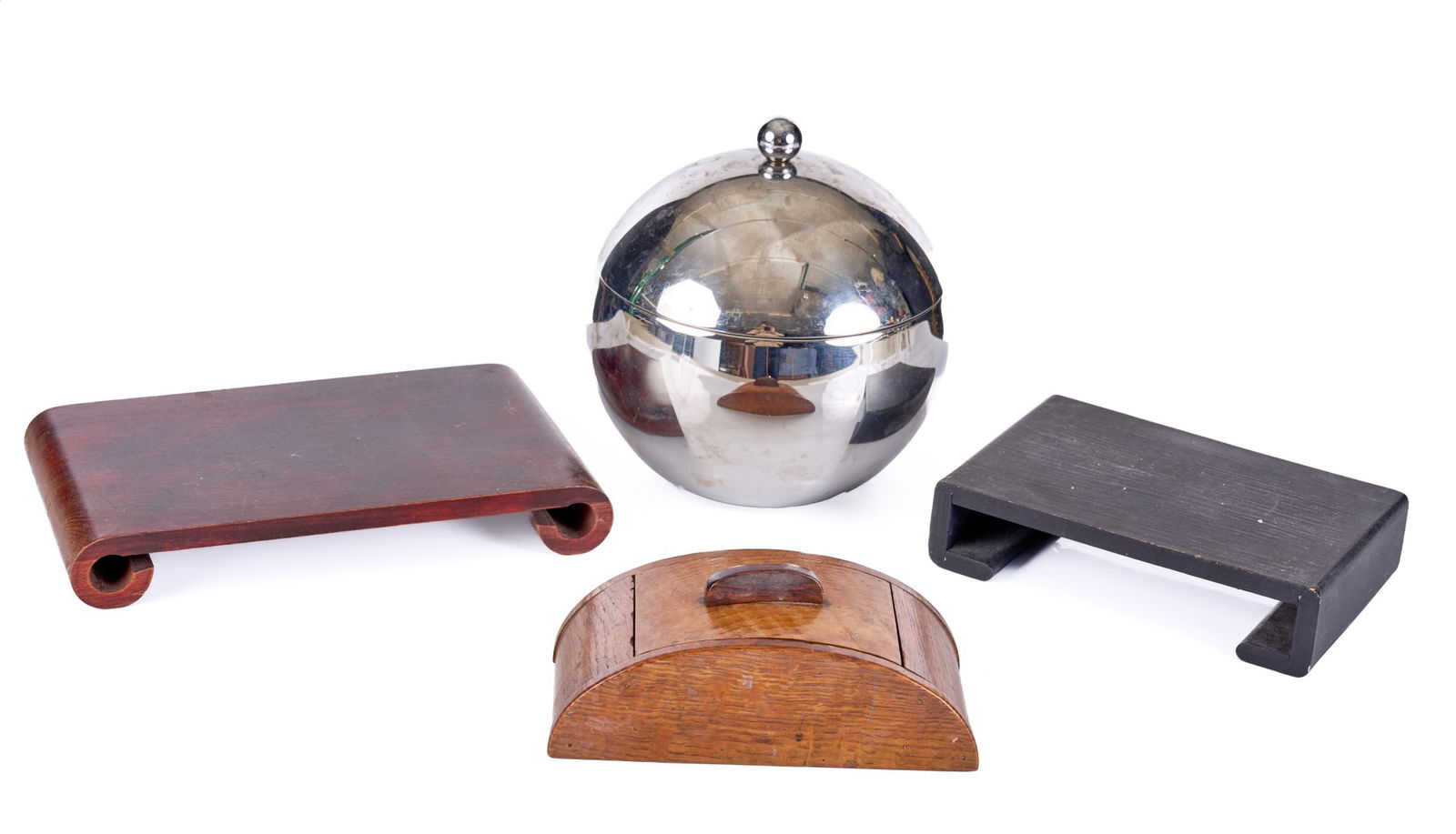 STAINLESS ICE BUCKET, (2) STANDS, & INKWELL (1 of 8)