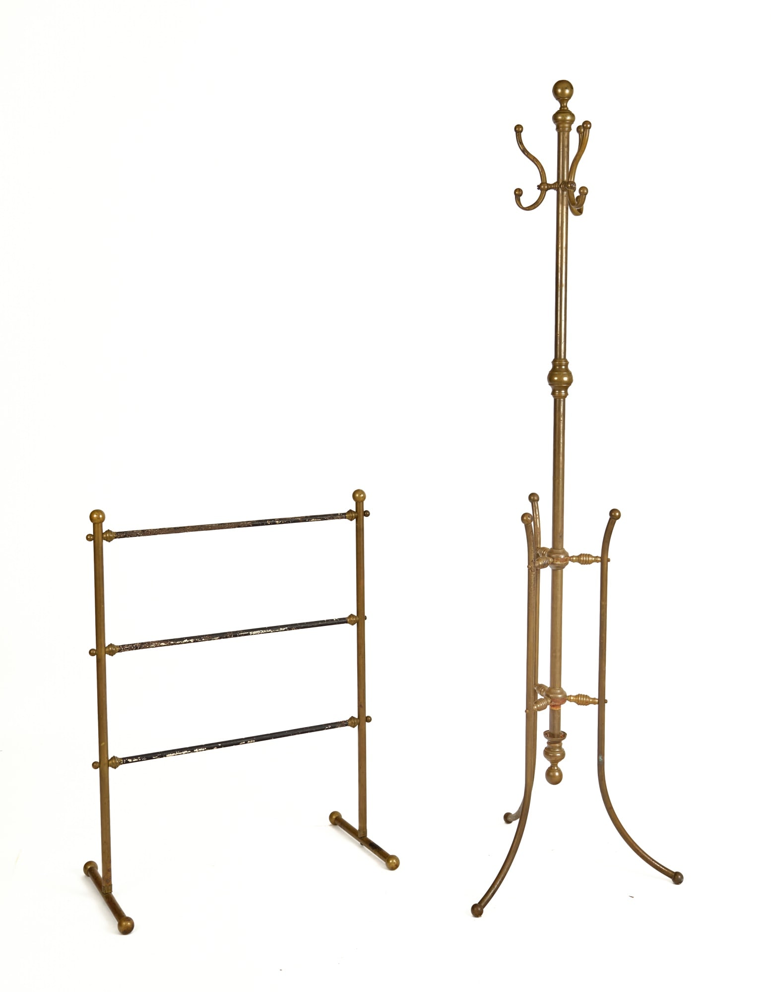 BRASS COAT RACK and a BRASS & IRON TOWEL RACK (1 of 6)