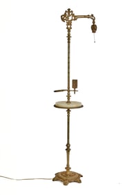 FIGURAL BRASS & ONYX FLOOR LAMP / SMOKING STAND