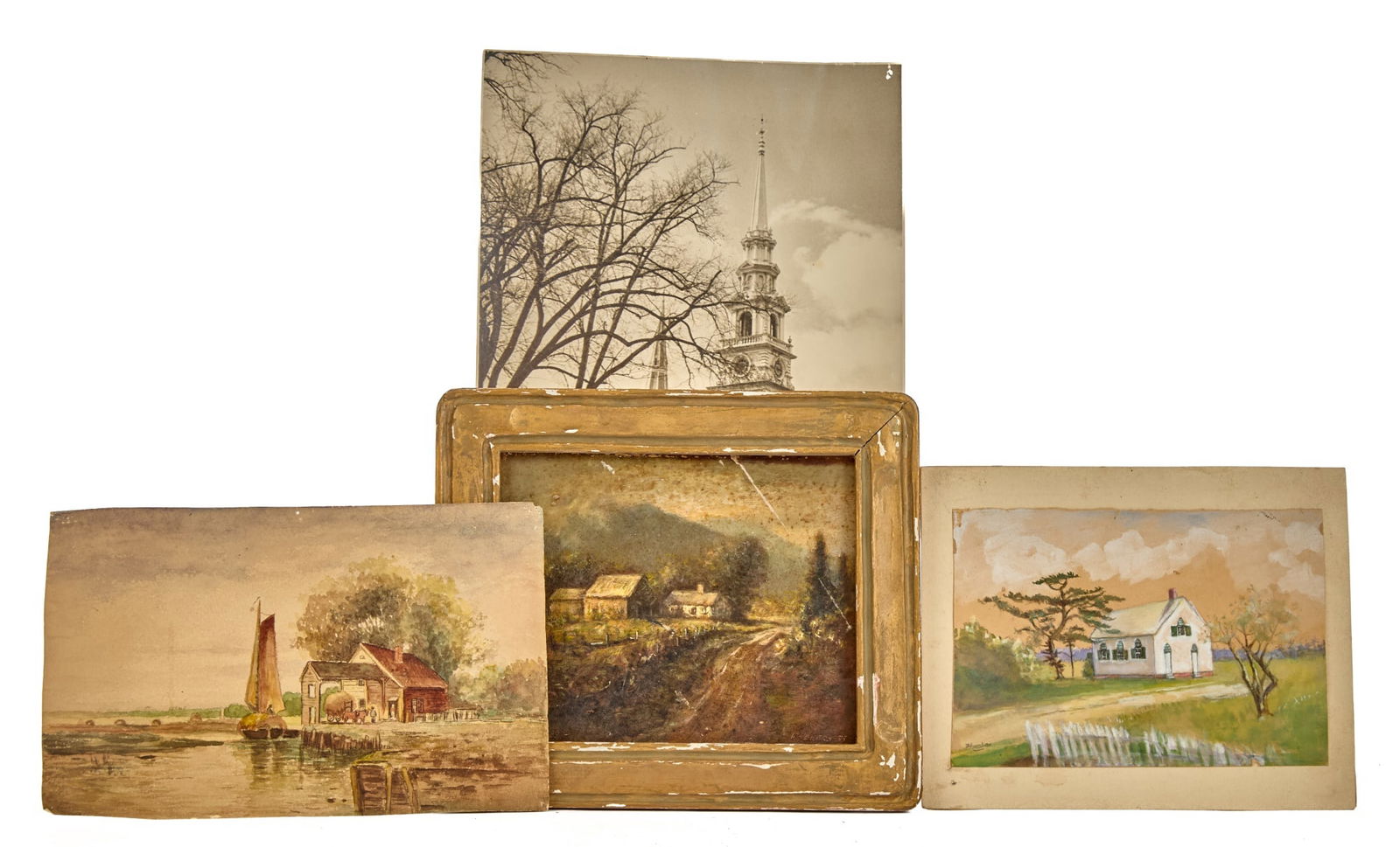 KEENE NH CONGREGATIONAL CHURCH & (3) PAINTINGS (1 of 9)