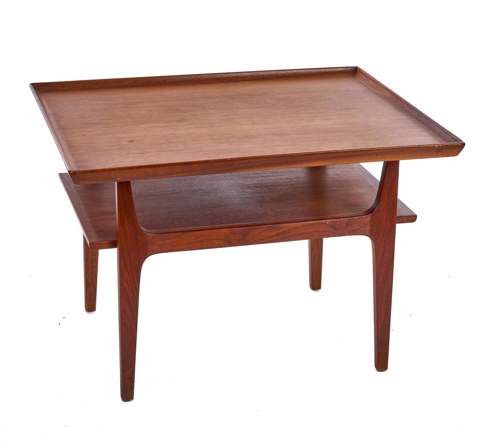 MID CENTURY MODERN TEAK DISH TOP END TABLE (1 of 7)