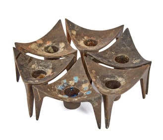 (6) NORWEGIAN MID-CENTURY CAST IRON CANDLE HOLDERS