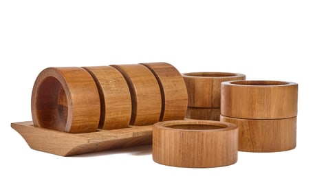 DANSK TEAKWOOD SALAD BOWL SET FOR (9)