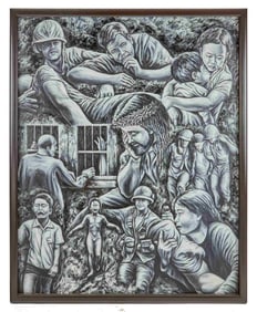 LARGE VIETNAM MEMORIAL PAINTING SIGNED PENDERGAST