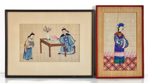 Two (19th c) CHINESE GOUACHES on RICE PAPER