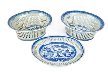 (2) CANTON FRUIT BASKETS and (1) UNDERPLATE