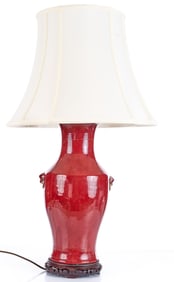 CHINESE PORCELAIN TABLE LAMP in OXBLOOD RED GLAZE