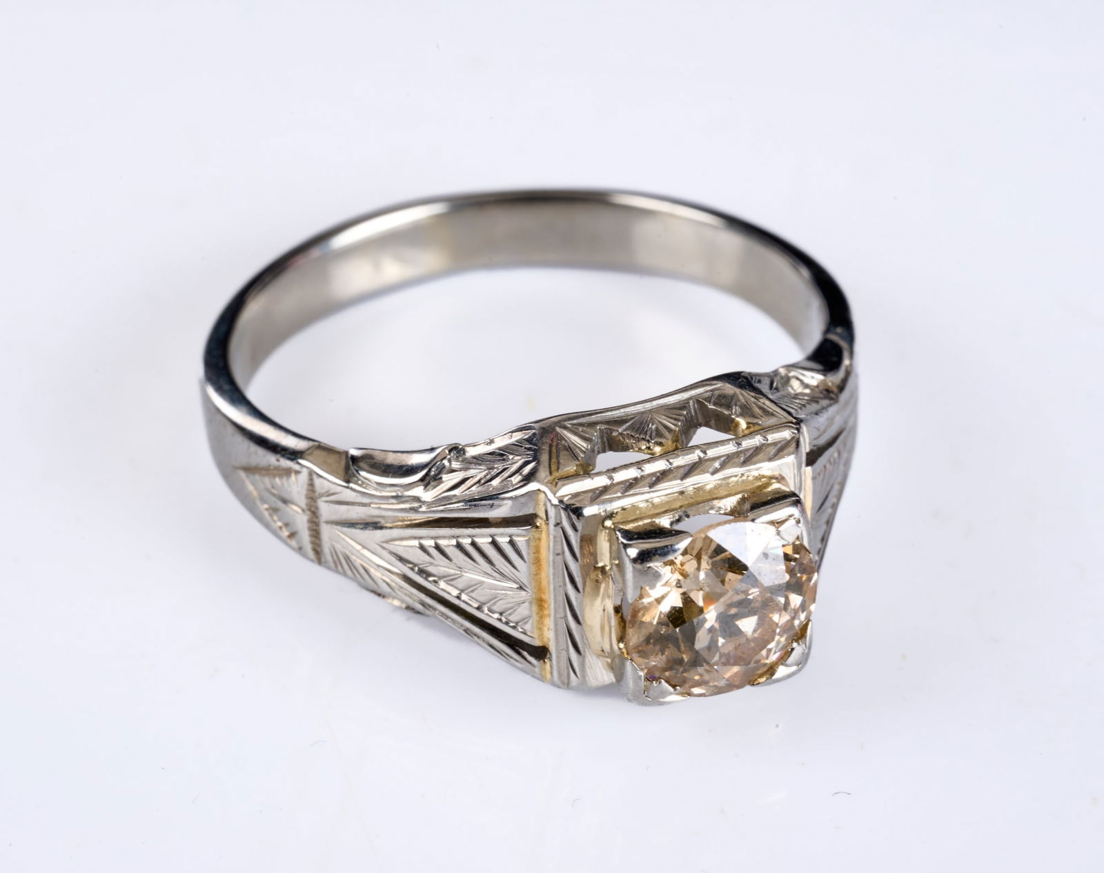 18k WHITE GOLD RING set with approx. 1ct DIAMOND (1 of 6)