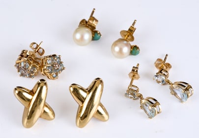 (3) PAIRS of 14K GOLD EARRINGS & (1) OTHER