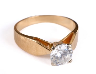 14k GOLD RING MOUNT set with GLASS