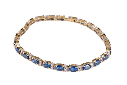 14k GOLD BRACELET set with SAPPHIRE & DIAMOND