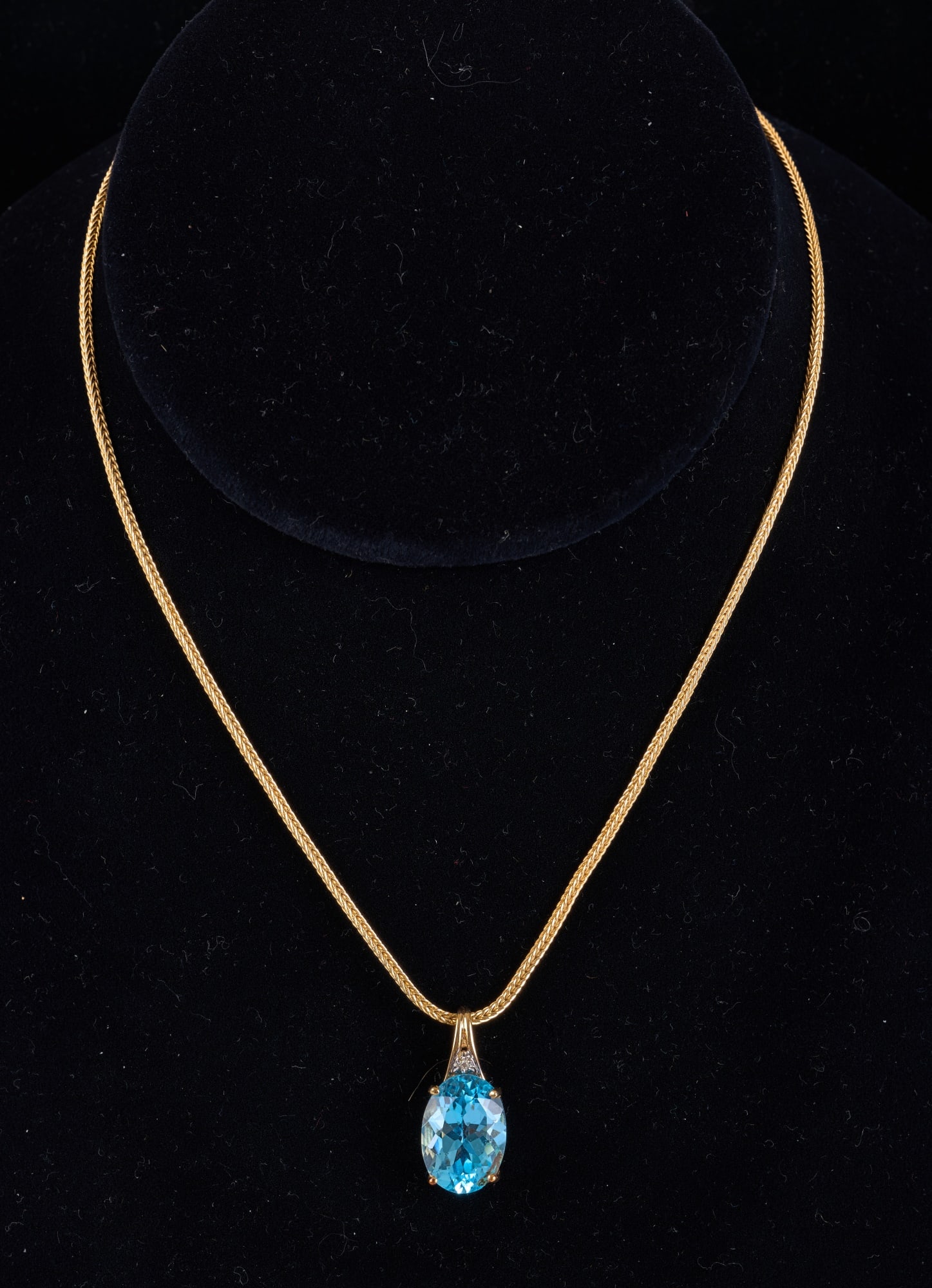 14k GOLD NECKLACE with LIGHT BLUE SAPPHIRE PENDANT (1 of 7)