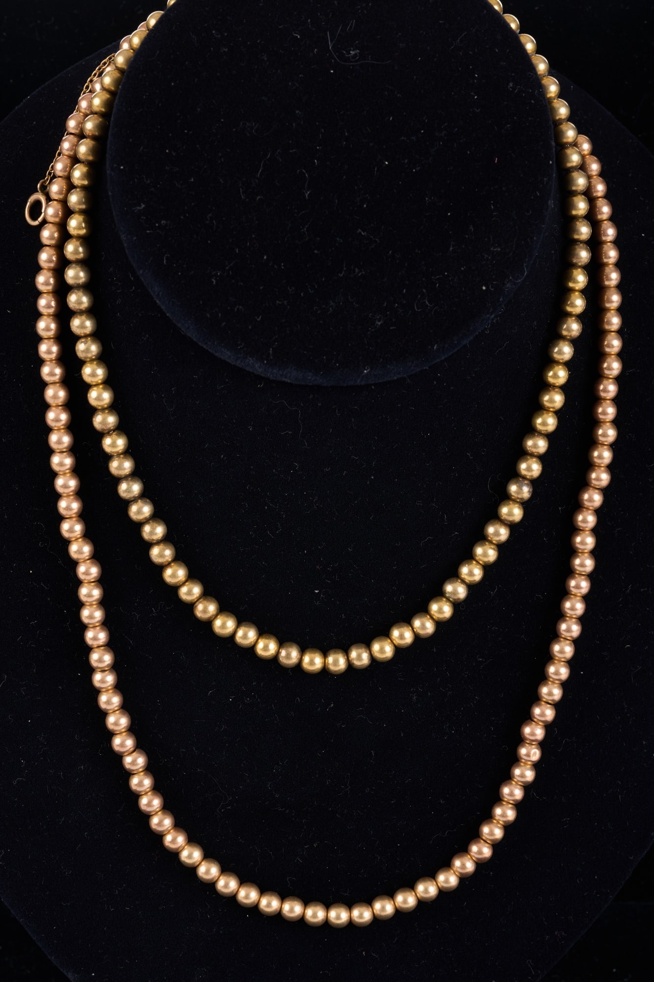 (2) 14k GOLD BEAD NECKLACES - YELLOW & ROSE (1 of 8)