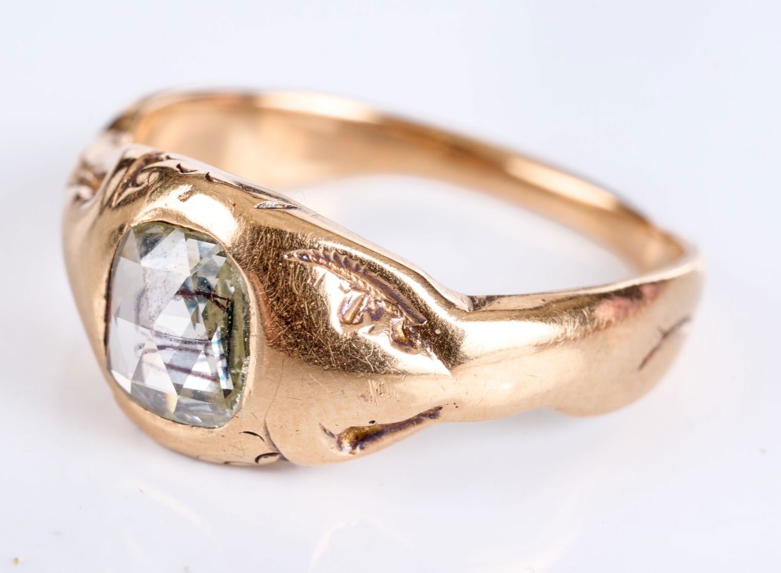 ROSE CUT DIAMOND set in 10k GOLD BAND (1 of 8)