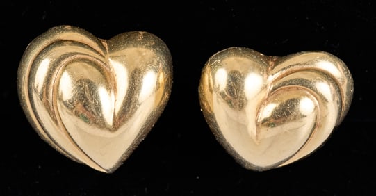 PAIR of 14k GOLD HEART EARRINGS
