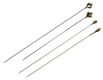 (4) VICTORIAN HAT PINS with 14k GOLD TOPS
