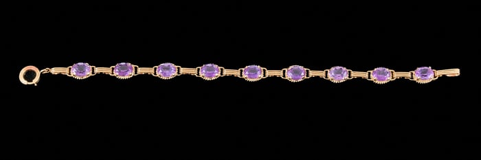14k GOLD BRACELET set with AMETHYST