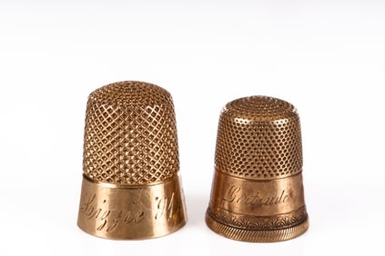 (2) VICTORIAN 14k GOLD THIMBLES