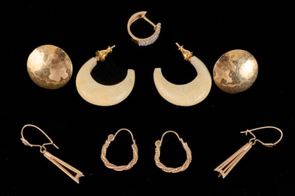 14k & 10k GOLD EARRINGS & (2) COSTUME PAIR