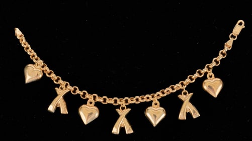 MARKED 14k GOLD CHARM BRACELET