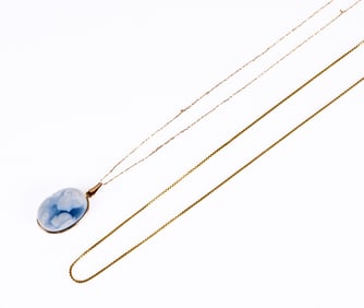 (2) 14k GOLD NECKLACES