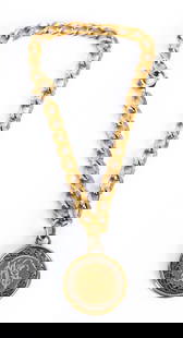 14k GOLD CHARM on a 12GF BRACELET: 3/4 inch (charm) 7 inch chain 1.7dwt (approx as it was weighed on bracelet) Condition: Monogrammed Temp No 2769