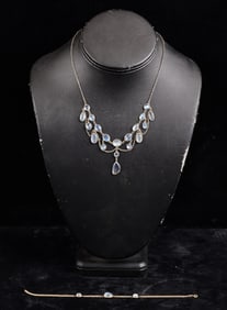 14k GOLD and MOONSTONE BRACELET & 10k NECKLACE