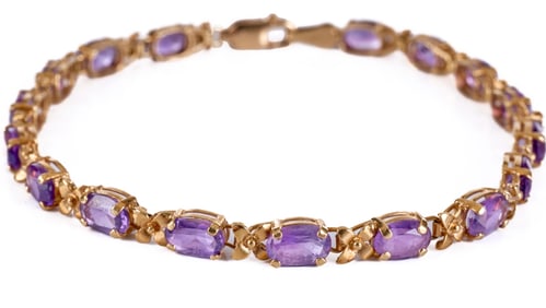 14k GOLD BRACELET set with AMETHYST