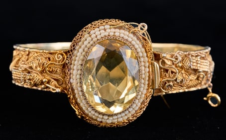 CHINESE GILT STERLING FILIGREE DRAGON BRACELET