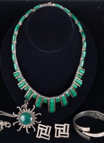 MEXICAN STERLING & MALACHITE JEWELRY