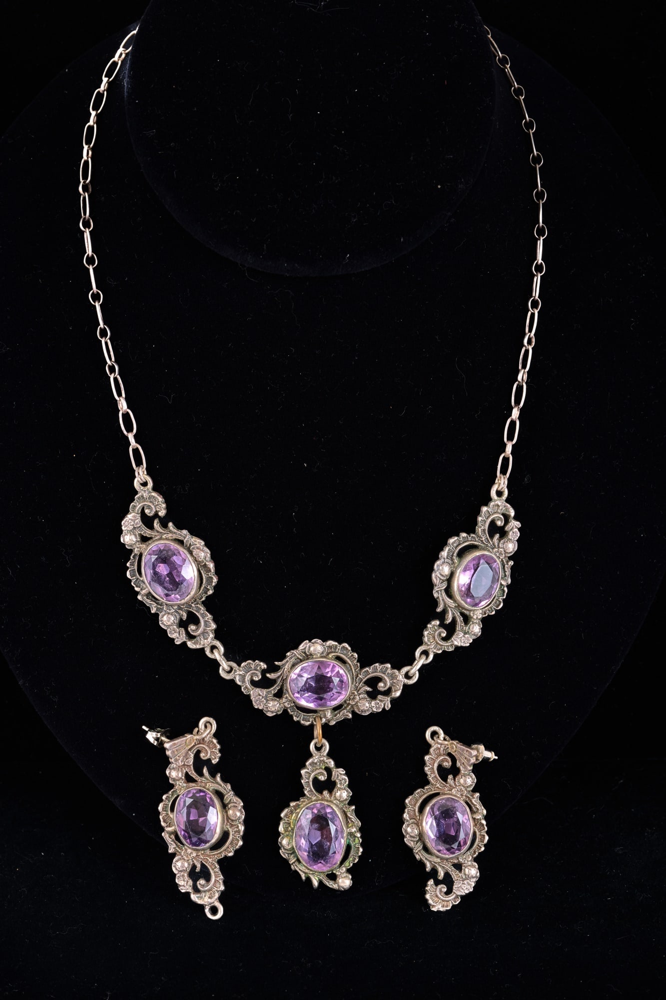 STERLING NECKLACE & EARRINGS set with AMETHYST (1 of 12)