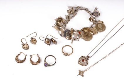 GROUPING of MARKED STERLING JEWELRY