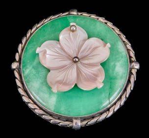 STERLING BROOCH set with SEMI PRECIOUS STONES