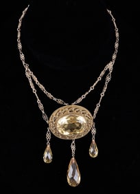 STERLING NECKLACE & PENDANT set with CITRINE