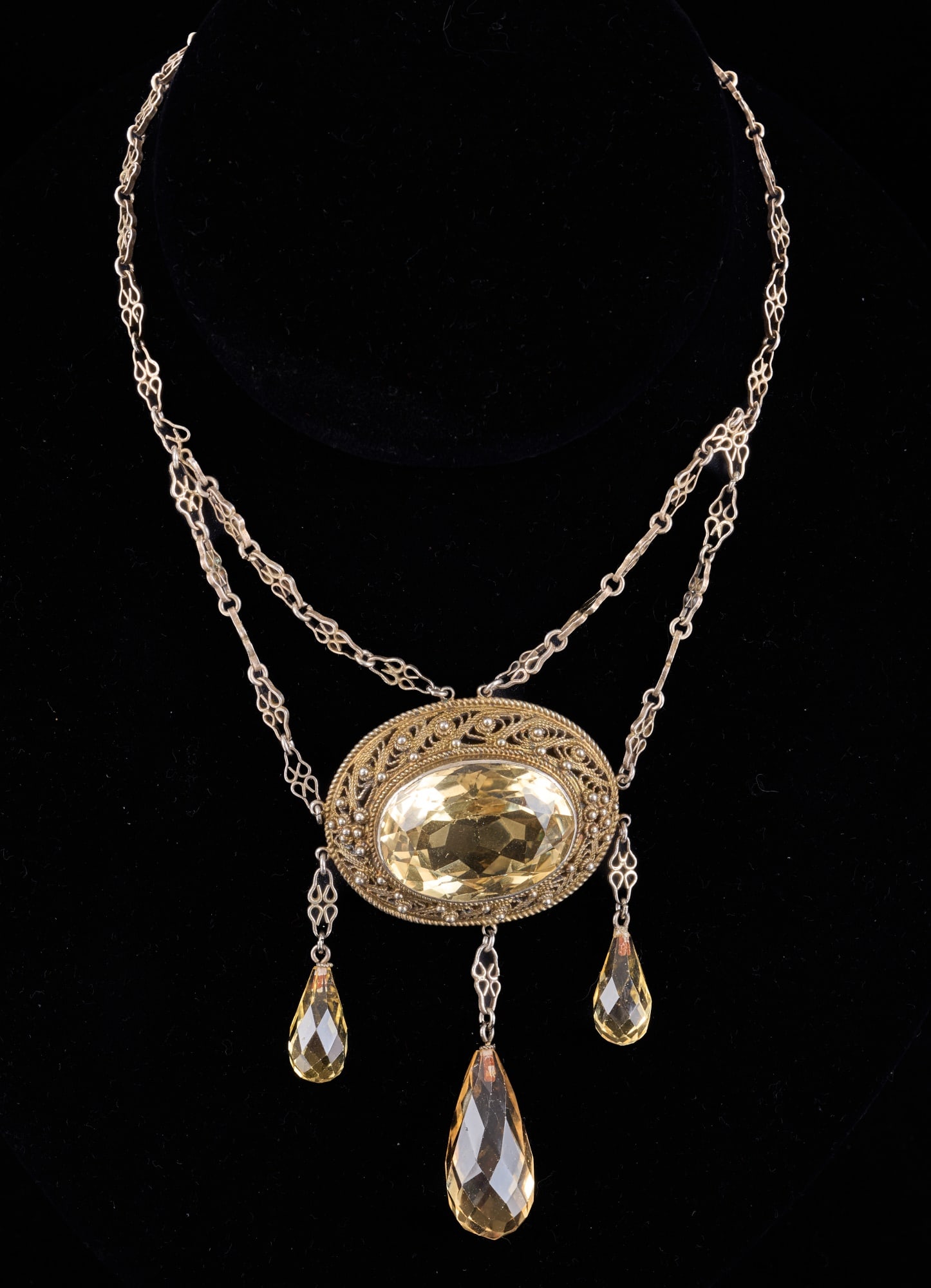 STERLING NECKLACE & PENDANT set with CITRINE (1 of 11)