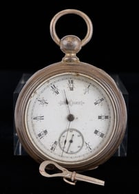 ILLINOIS WATCH CO POCKET WATCH in COIN SILVER CASE