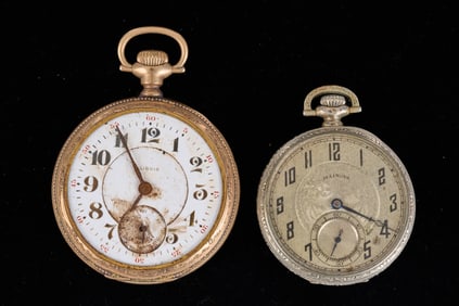 (2) ILLINOIS ART NOUVEAU POCKET WATCHES