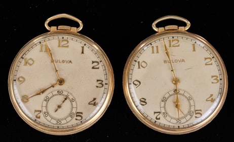 (2) BULOVA ART DECO POCKET WATCHES